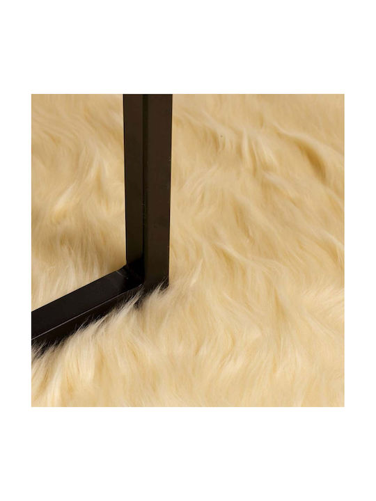 vidaXL Rug Fireplace Rectangular Leather Cream