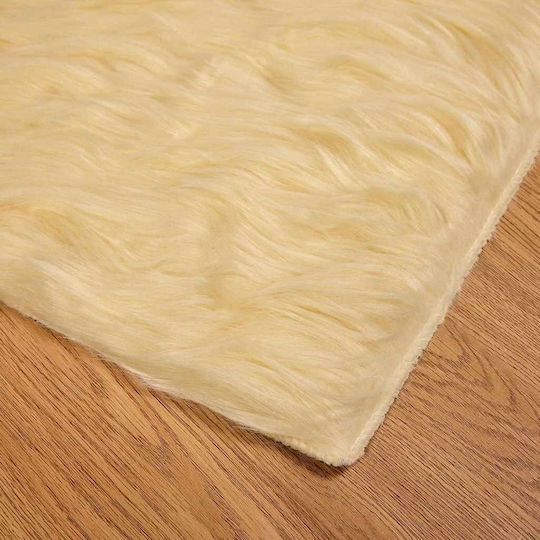 vidaXL Teppich Kamin Rechteckig Leder Cream