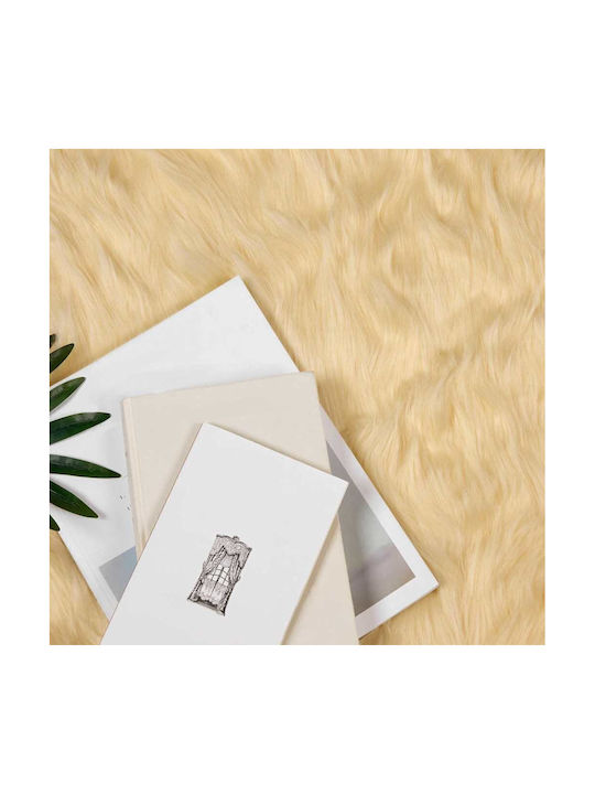 vidaXL Rug Fireplace Rectangular Leather Cream