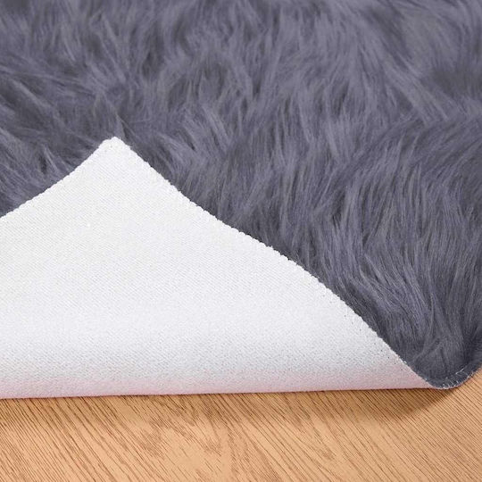 vidaXL Teppich Kamin Rechteckig Leder Charcoal
