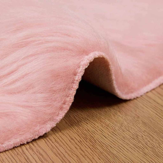 vidaXL Rug Rectangular Leather Pink