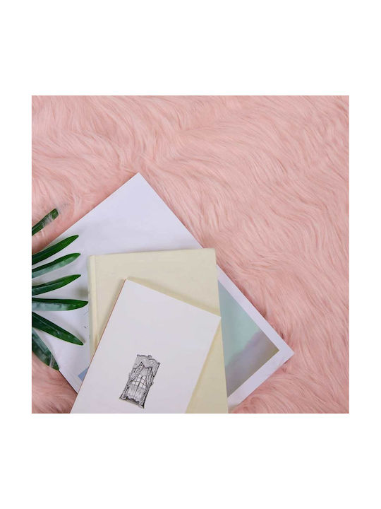 vidaXL Rug Rectangular Leather Pink