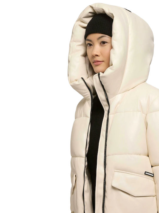 Γυναικείο Μπουφάν για Χειμώνα Cream/white