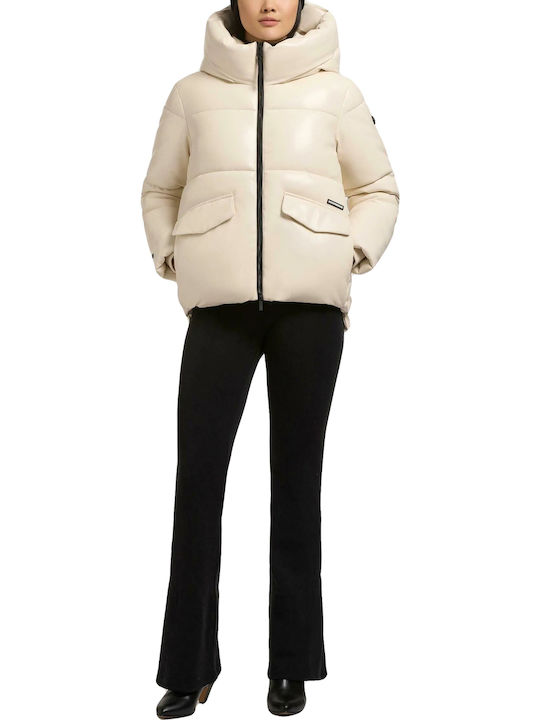 Γυναικείο Μπουφάν για Χειμώνα Cream/white