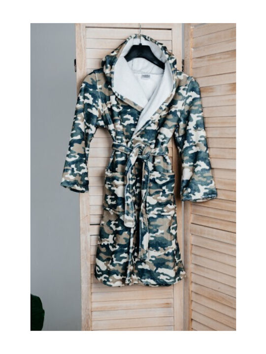 Carmel Halat de Baie pentru Copii Green Camouflage cu Glugă