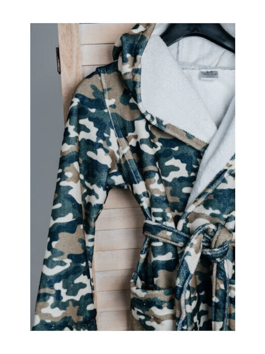 Carmel Παιδικό Μπουρνούζι Green Camouflage mit Kapuze