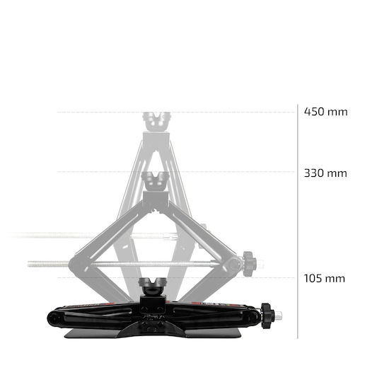 Heyner Cric Foarfecă Șa Rotundă 2.0 T Cric Cu Clichet Bază Extra Mare Buton Rotativ Practic Include Geantă + Cheie Tubulară 17mm + Pad De Cauciuc Înlocuibil 360° Tüv & Gs