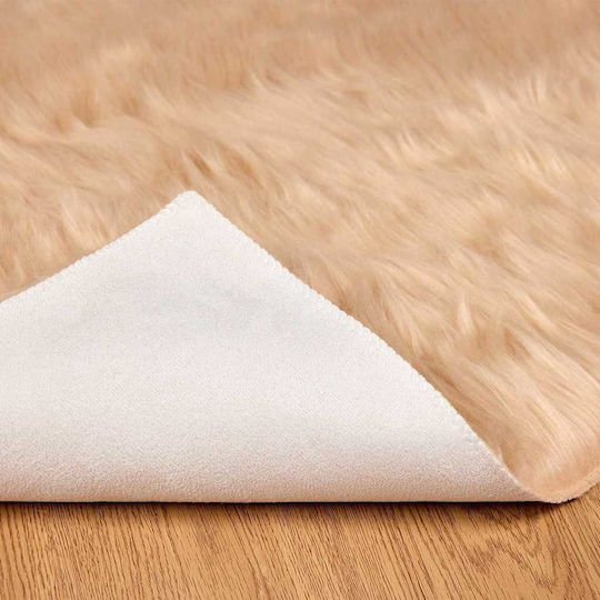 vidaXL Teppich Kamin Rechteckig Leder Beige