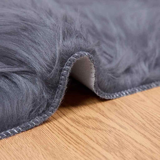 vidaXL Covor Pentru șemineu Rectangular Piele Cărbune de lemn