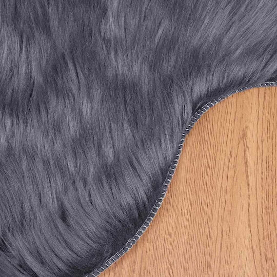 vidaXL Teppich Kamin Rechteckig Leder Charcoal