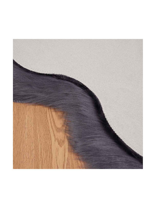 vidaXL Rug Fireplace Rectangular Leather Charcoal