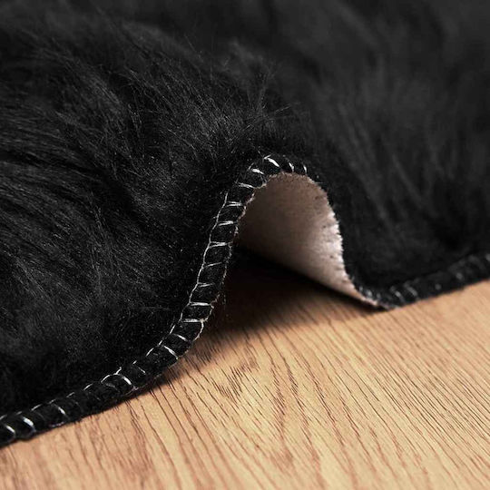 vidaXL Covor Pentru șemineu Rectangular Piele Negru
