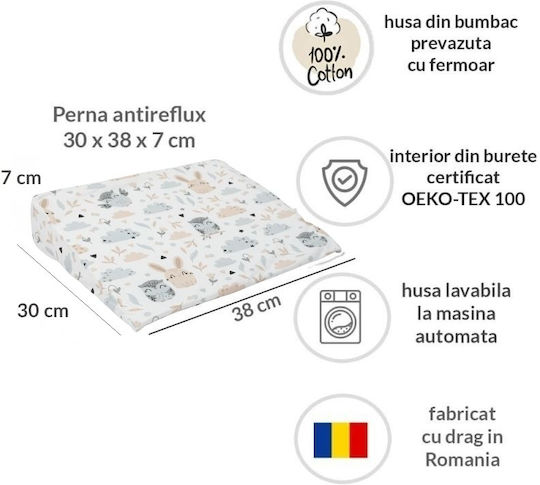 Kidizi Pernă pentru bebeluși pentru întoarcerea pe spate Bej 38x30buc
