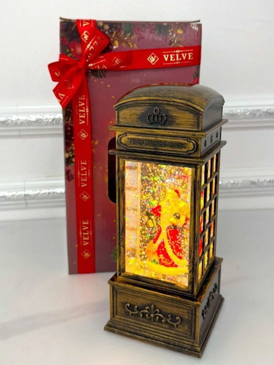 Ornament de Crăciun Lanternă Luminat cu Moș Crăciun Baterie 7x7x20cm 1buc