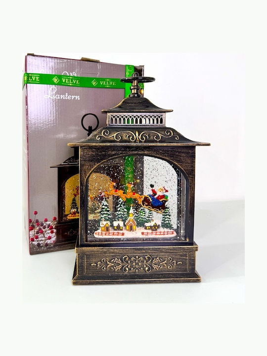 Ornament de Crăciun Lanternă Luminat cu Moș Crăciun 18x28cm 1buc