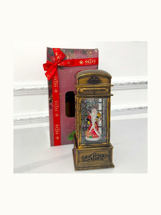 Ornament de Crăciun Lanternă Luminat cu Moș Crăciun Baterie 7x7x20cm 1buc
