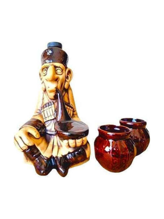 Velve Decantor Ceramic De Servire Cu Dop Și Pahare Bej 1400ml