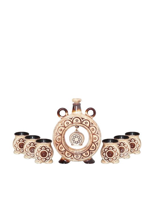 Velve Ceramică Carafă de Servire Vin cu Dop și Pahare 1500ml 1buc