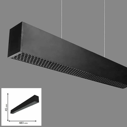Elmark Led Iluminare Liniară Comercială 24w 48v Cct Honeycomb Gri Închis Reglabil