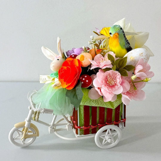 Decorațiuni Tematice Aranjament Floral De Paște Trandafiri Florile De Cireș Narcise Begonie Din Lemn În Coș Pe Suport Bicicletă