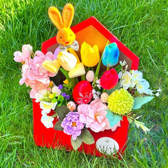 Aranjament Floral Envelo În Suport Tip Plic Flori Artizanale Plante Flori De Săpun Decorațiuni De Paște Roșii