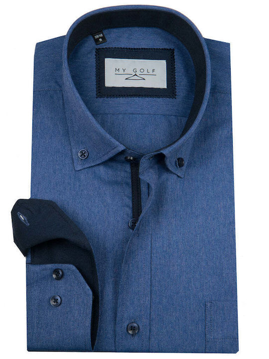 Langärmlig Baumwolle Hemd Light Blue