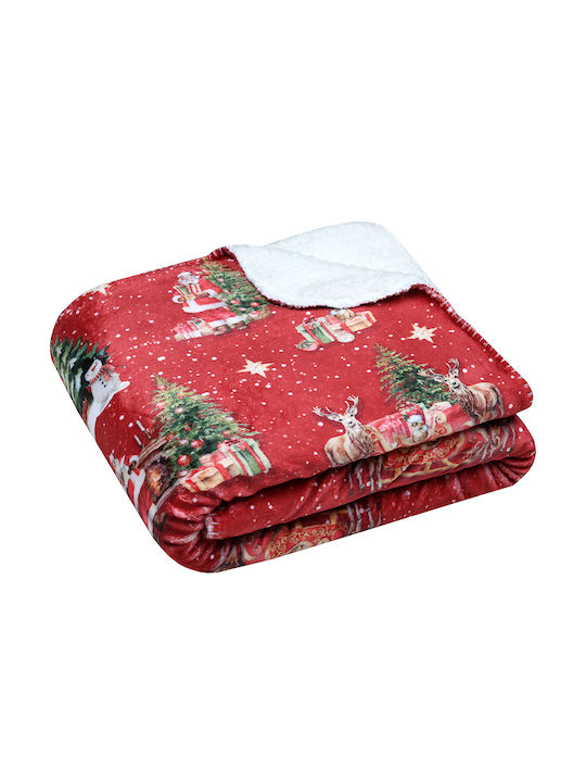 S-f Noel Σετ Κουβέρτα Fleece Καναπέ 130x160εκ. Rouge