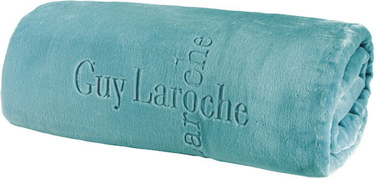 Guy Laroche Logo Pătură Catifea Simplă 160x220 cm Albastru Petrol