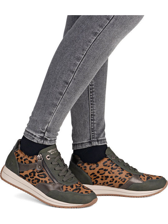 Γυναικεία Ανατομικά Sneakers Χακί Λεοπάρ