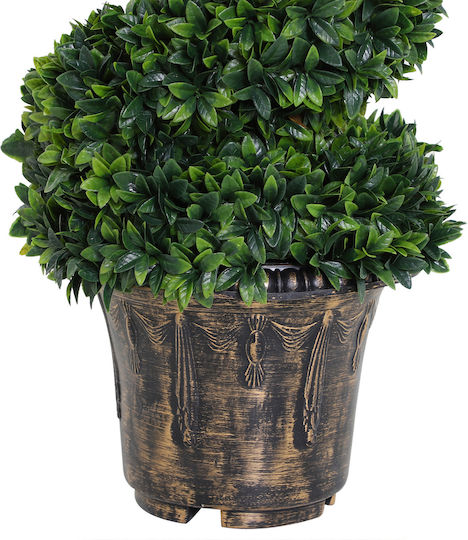 Outsunny Set of 2 Artificial Boxwood Spiral Plants for Indoor Outdoor Spaces Pot Ø32x120 cm Green 844-265v01