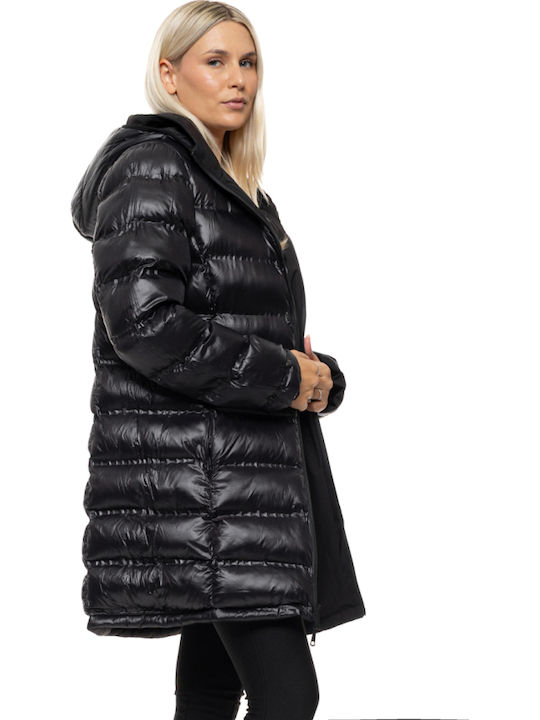 Women's Black Coat with Hood
