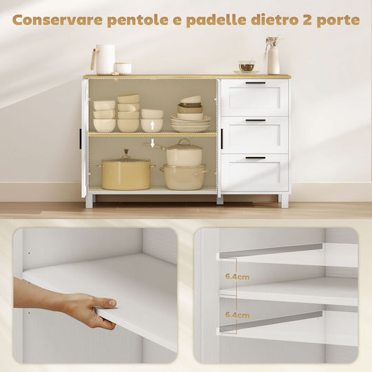 Μπουφές από Ξύλο με Συρτάρια Λευκό 120x38x76cm