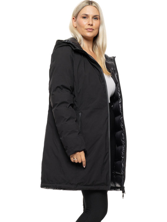 Women's Black Coat with Hood