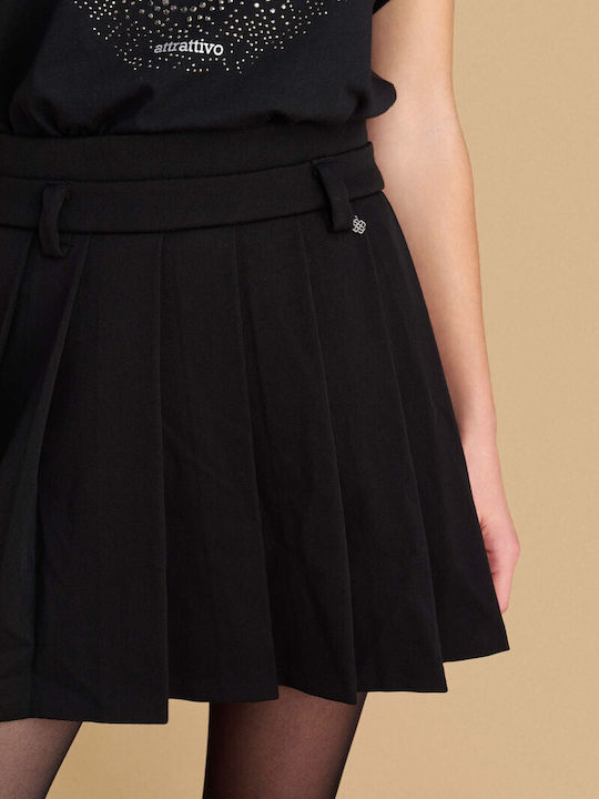 Plisat Mini Fustă Black