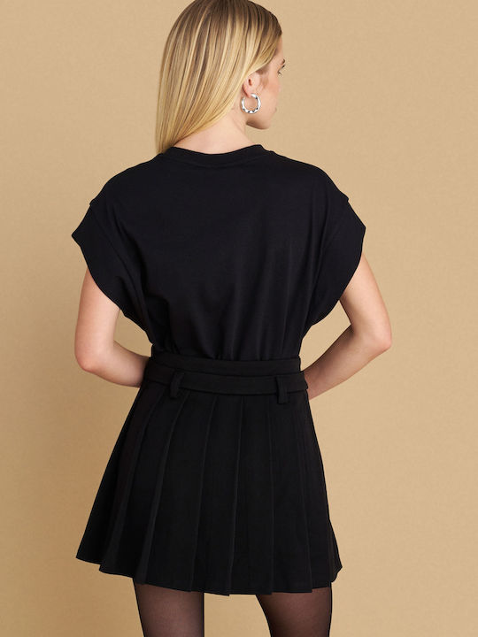 Plisat Mini Fustă Black