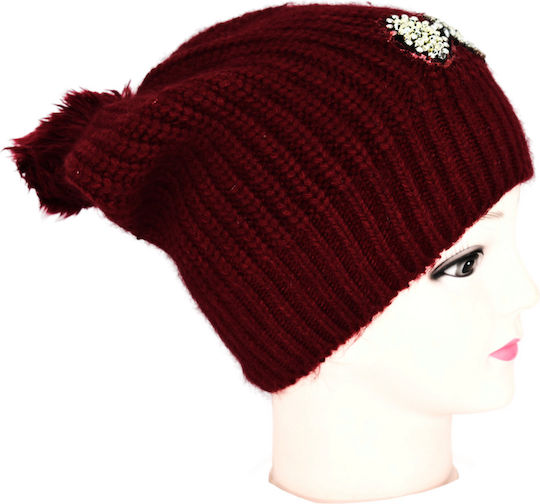 Beanie Frauen Beanie Gestrickt in Burgundisch Farbe