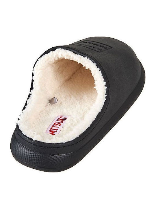 Men's Slippers with Fur Black