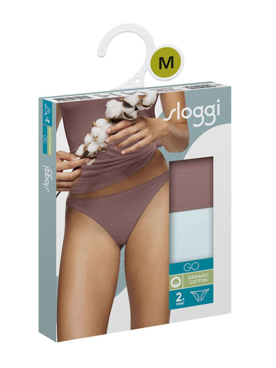 Go H Mini Βαμβακερά Damen Slip 2Pack L. Blue/ Mocha