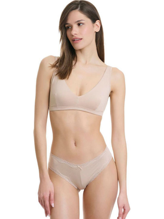 Bamboo Femei Brazilia 2Pack cu Dantelă Bej