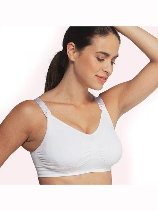 Carriwell Padded Сутиен за бременност и кърмене с щипки Бял