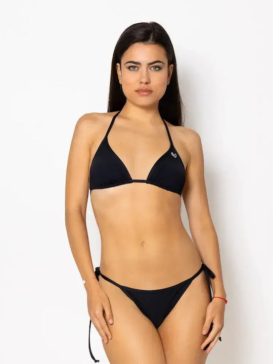 Bikini Set Triangle Top & Slip Bottom Black
