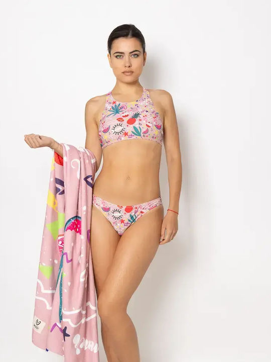 High Neck Bikini Top Ροζ