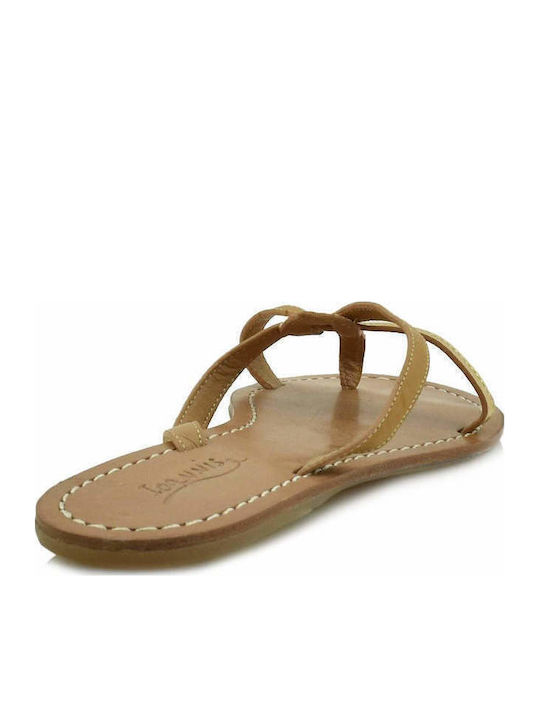 Leder Flache Sandalen für Damen in Gold Farbe