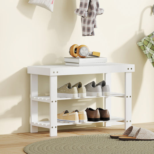 Entry Furniture with Shoe Rack & Bench White 70x28x45cm