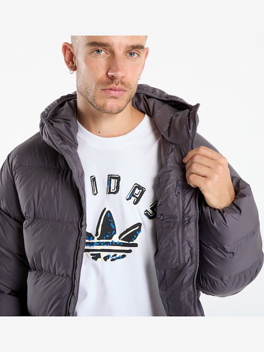 Tonal Hooded Puffer Jacket Μπουφάν Puffer Γκρι