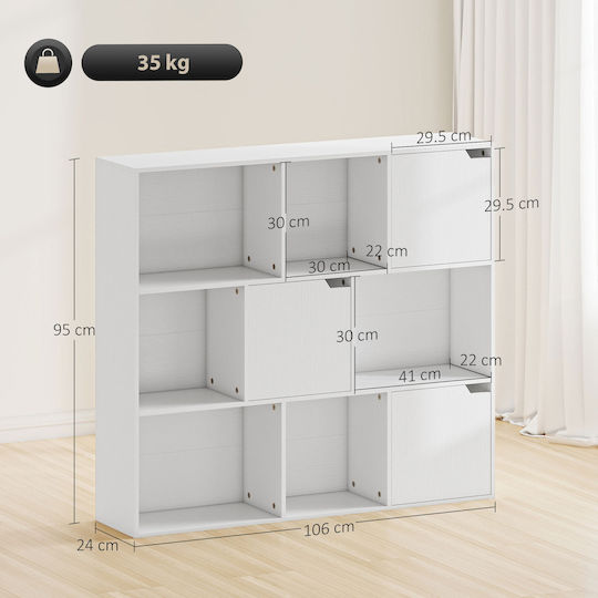 Βιβλιοθήκη Λευκό 106x24x95εκ.