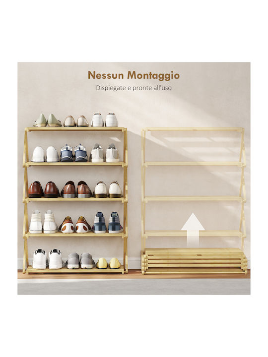 Bamboo Shoe Organizer Beige 60x29x88cm