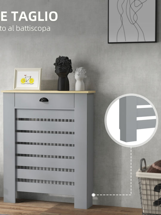 Homcom Κάλυμμα Καλοριφέρ Mdf Περσίδες Κάλυμμα Καλοριφέρ Σχάρα Συρτάρι 78x19x95.5 Εκ Γκρι 820-398v00gy