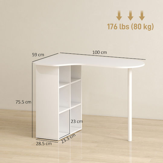 Γραφείο Ξύλινο Λευκό 100x59x75.5εκ.