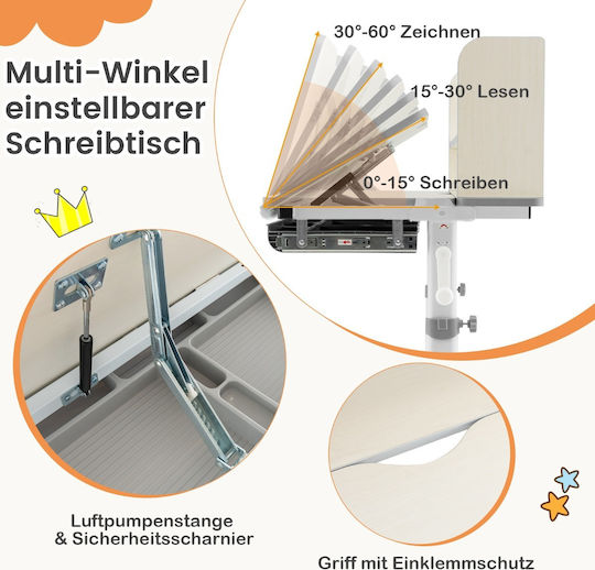 Kinder Schreibtisch aus Melamin in Grau 80x51x81,5-104cm